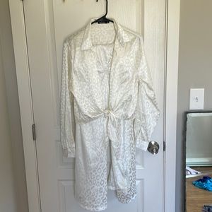 White cheetah print nasty gal two piece set